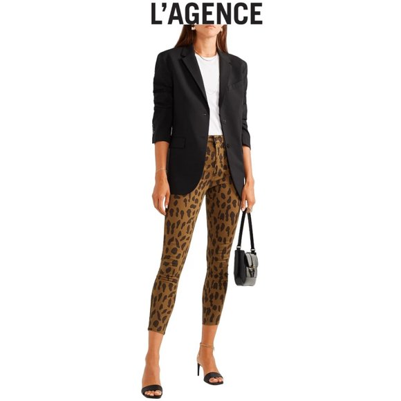 L'AGENCE Denim - L'AGENCE Jeans Leopard Print High Waist Skinny Cropped $375 Size 28